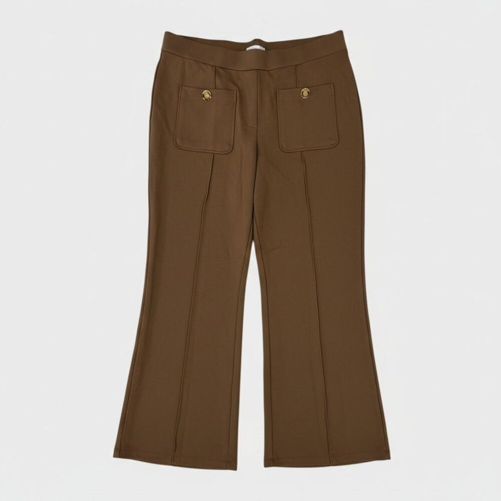 89th & Madison Large Carmel Brown Pull On Pants Rayon Nylon Spandex